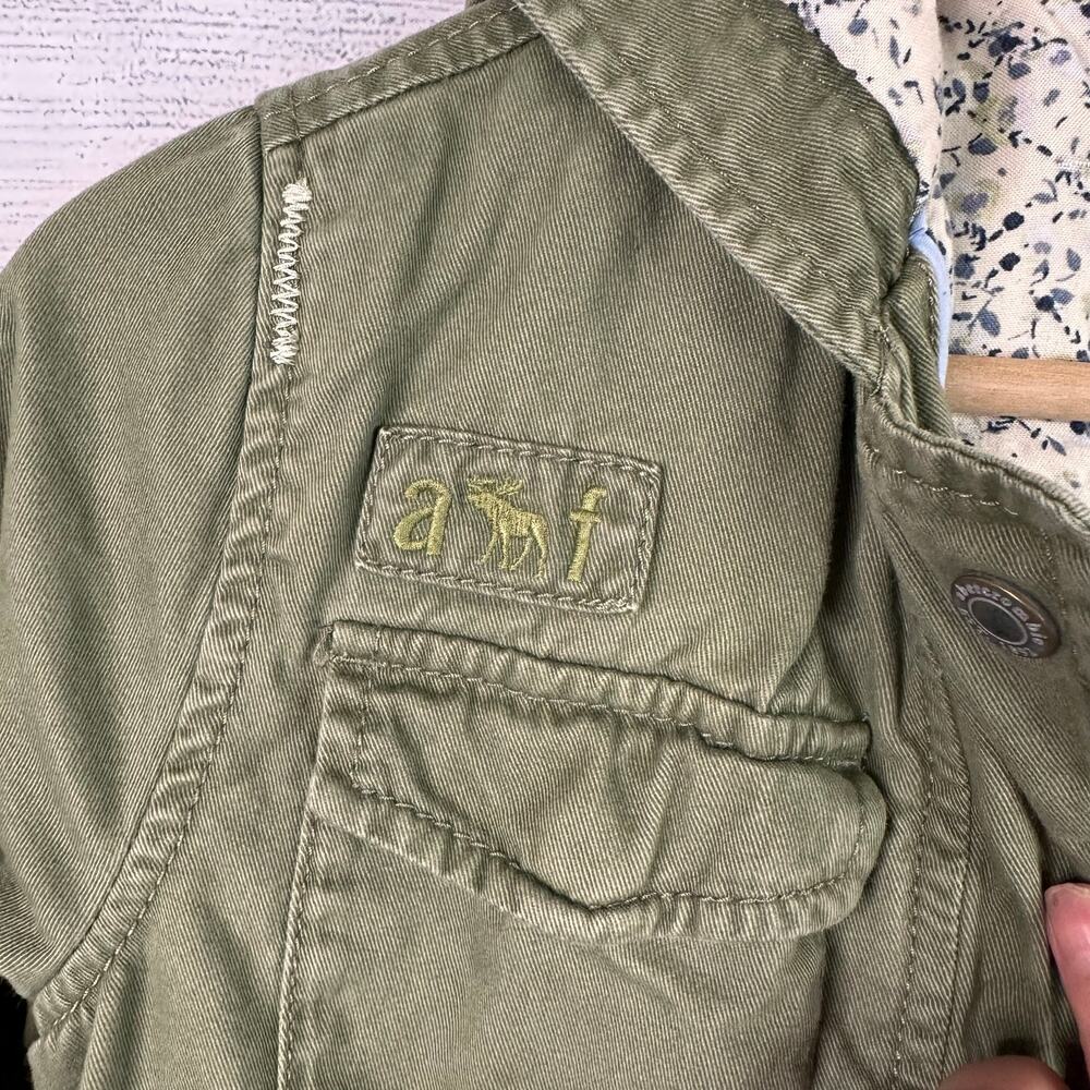 Abercrombie Fitch Kids 11/12 Utility Style Army Green Hooded Khaki Jacket - Picture 6 of 10